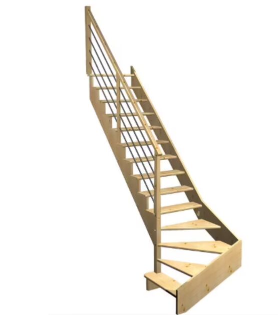 Escalier Ouessant quart tournant bas avec marche débordante rampe Régate tubes acier | LAPEYRE SERVICES