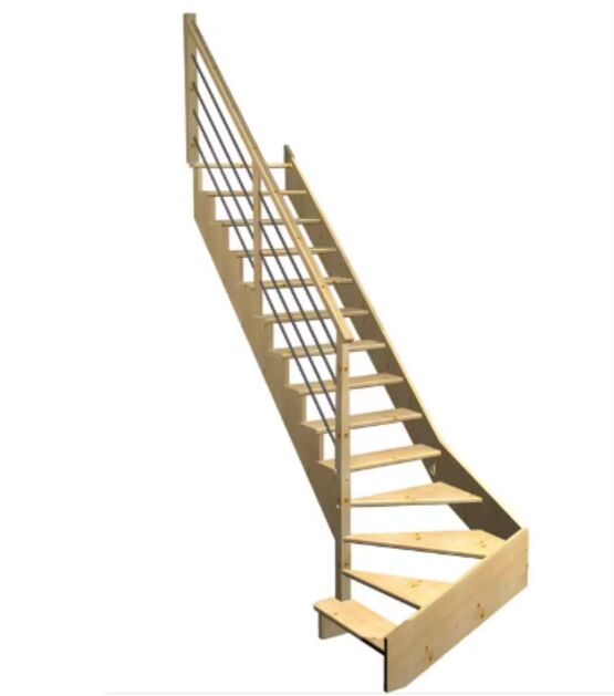 Escalier Ouessant quart tournant bas avec marche débordante rampe Régate tubes inox | LAPEYRE SERVICES