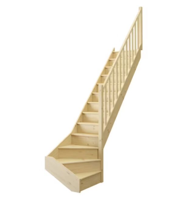 Escalier Uno bois quart tournant bas avec rampe | LAPEYRE SERVICES
