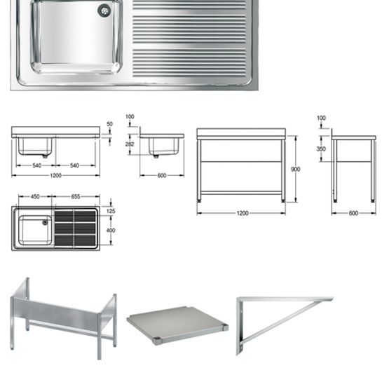Évier industriel en inox MAXIMA | MAXS112-120 - KWC AUSTRIA GMBH