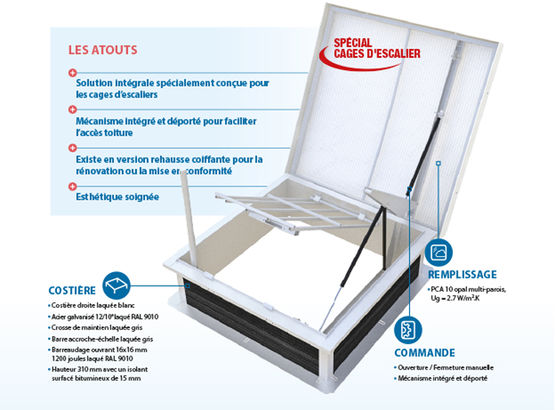 Exutoire de fumées spécial cages d&#039;escalier | Pyropass - produit présenté par SKYDÔME