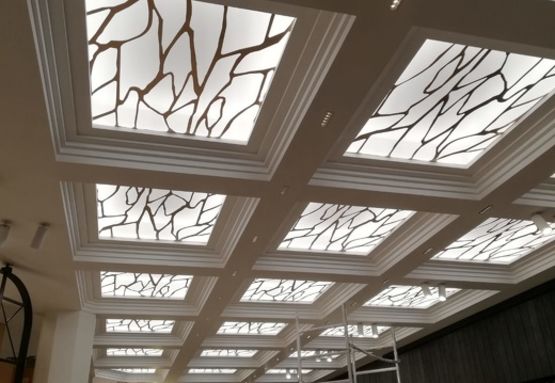  Faux plafonds de tôles perforées avec motif végétal | DAMPERE - Faux-plafonds fixes