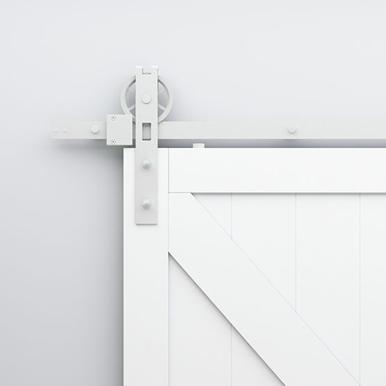 Ferrure de porte coulissante bois en acier blanc | Quadrat 3 - AC030117
