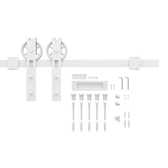  Ferrure de porte coulissante bois en acier blanc | Quadrat 3 - AC030117 - DESIGN-MAT