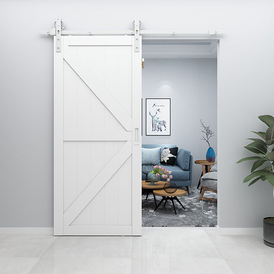  Ferrure de porte coulissante bois en acier blanc | Quadrat 3 - AC030117 - Système coulissant en applique ou à encastrer