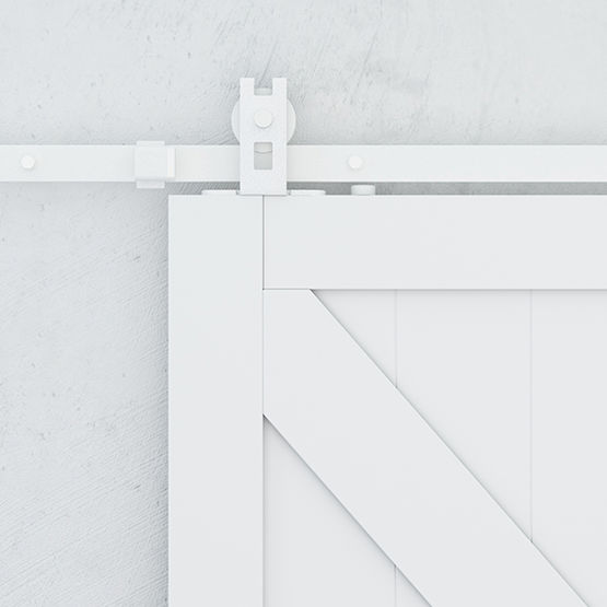 Ferrure de porte coulissante bois en acier trempé blanc | Quadrat 1 - AC030115