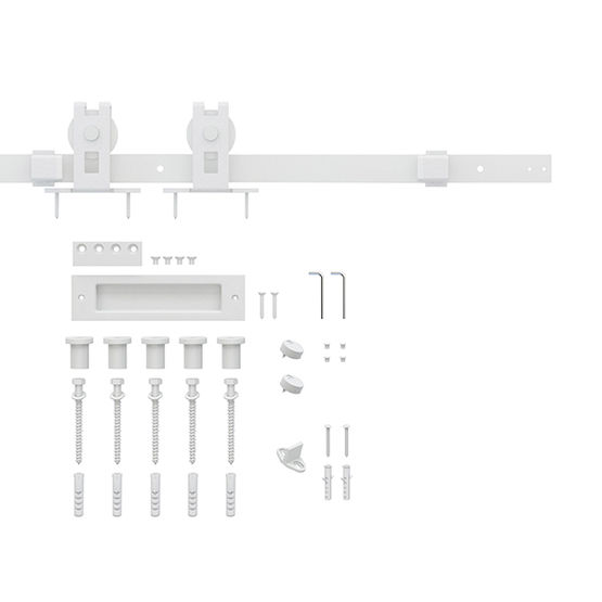  Ferrure de porte coulissante bois en acier trempé blanc | Quadrat 1 - AC030115 - DESIGN-MAT