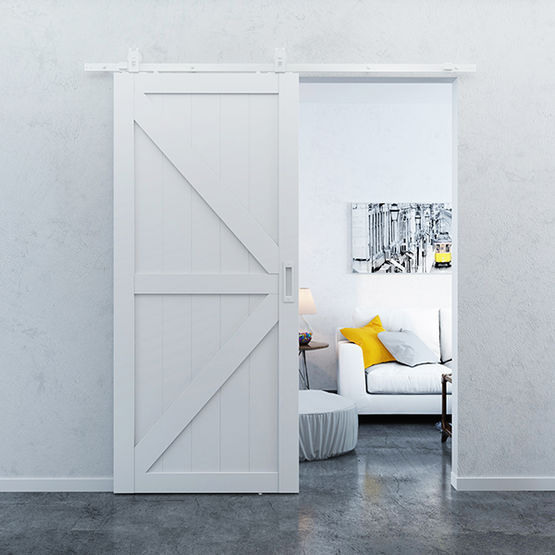 Ferrure de porte coulissante bois en acier trempé blanc | Quadrat 1 - AC030115 - Système coulissant en applique ou à encastrer