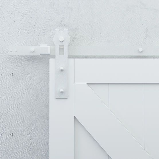 Ferrure de porte coulissante bois en acier trempé blanc | Quadrat 2 - AC030116