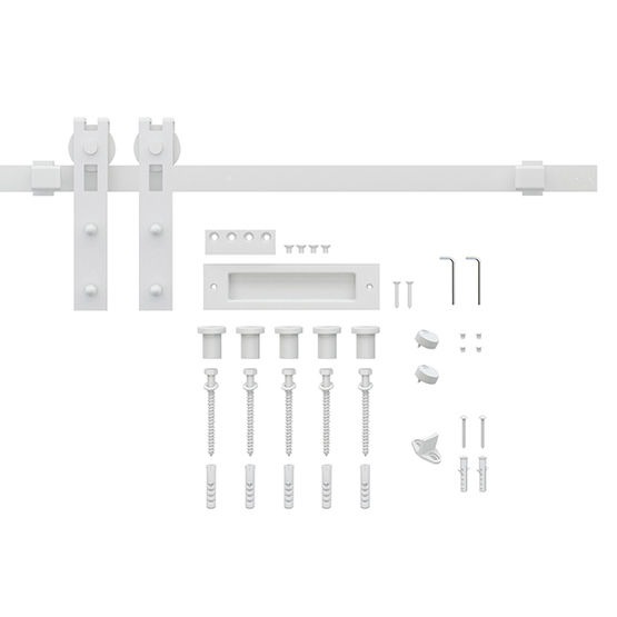  Ferrure de porte coulissante bois en acier trempé blanc | Quadrat 2 - AC030116 - DESIGN-MAT