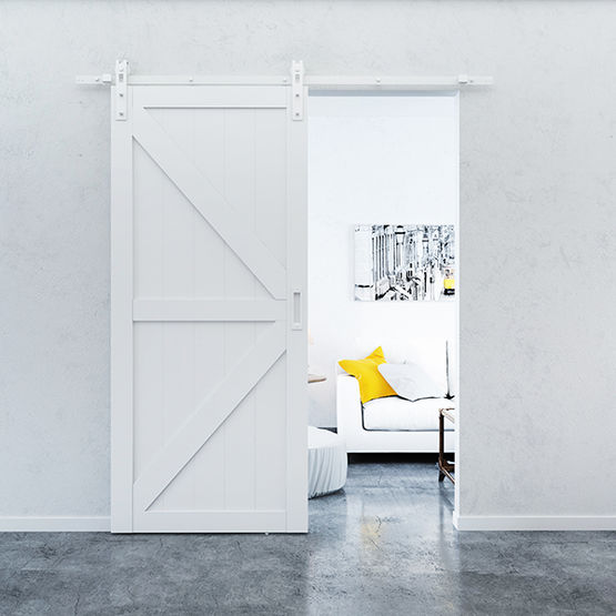  Ferrure de porte coulissante bois en acier trempé blanc | Quadrat 2 - AC030116 - Système coulissant en applique ou à encastrer