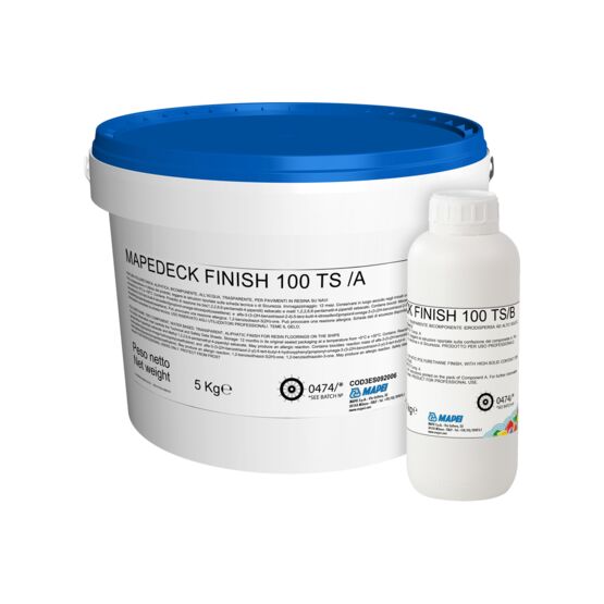 Finition polyuréthane mate pour sols résine | MAPEDECK FINISH 100 TS en phase aqueuse