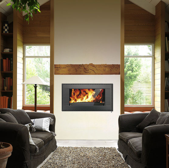 Foyer à bois 14 kW à post combustion et grand volume de chauffe | Foyer Décor 1000 Symphonie 6523-44 - produit présenté par INVICTA