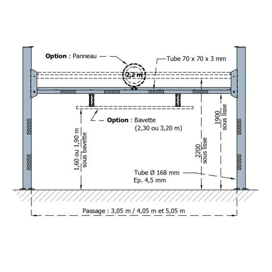  Gabarit fixe | Portique limiteur de hauteur en acier - SEMCO
