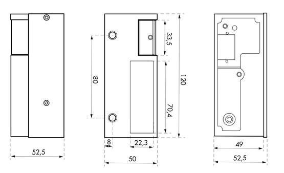 Gâche électrique - 12-24v ac/dc - pour serrure verticale - droite - BEAURAIN DISTRIBUTION