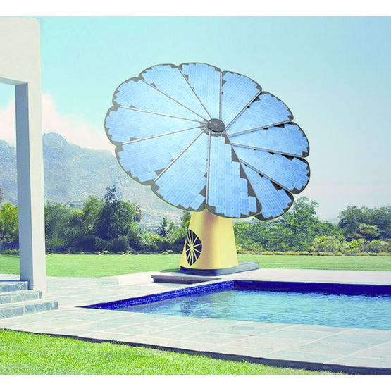 Générateur photovoltaïque en forme de fleur posée au sol