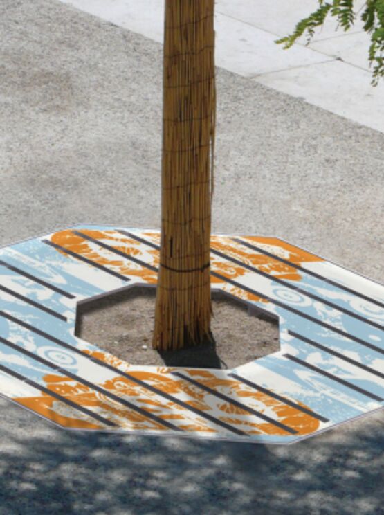Grille d’arbre | Grille d’arbre Graph en acier avec décor personnalisable