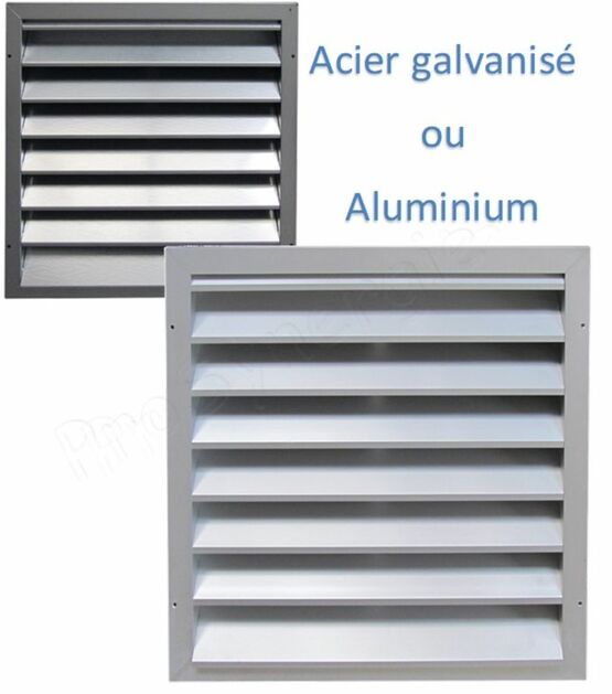  Grille extérieure Aluminium anodisé ou Acier galvanisé pour entrée ou rejet d´air - ailette fixes pas de 80 mm | SITE012122 - Grilles