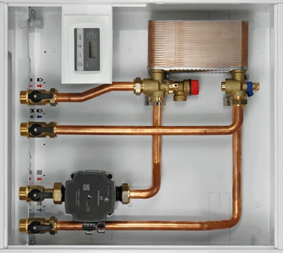  Groupe hydraulique avec un circulateur pour séparation entre le générateur biomasse et le circuit de chauffage | Modulfit Biomasse 110 GHBC1C - Régulateurs pour chauffage et climatisation