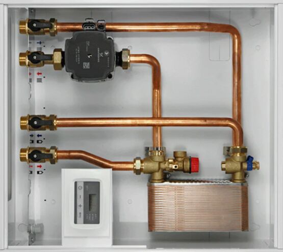 Groupe hydraulique avec un circulateur pour séparation entre le générateur biomasse et le circuit de chauffage | Modulfit Biomasse 110 GHBC1C - produit présenté par THERMADOR