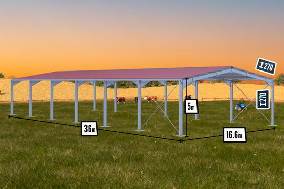  Hangar de stockage 580m² 16.6x36x5m - BATIMENTSMOINSCHERS.COM/ C2I COMMERCE SARL