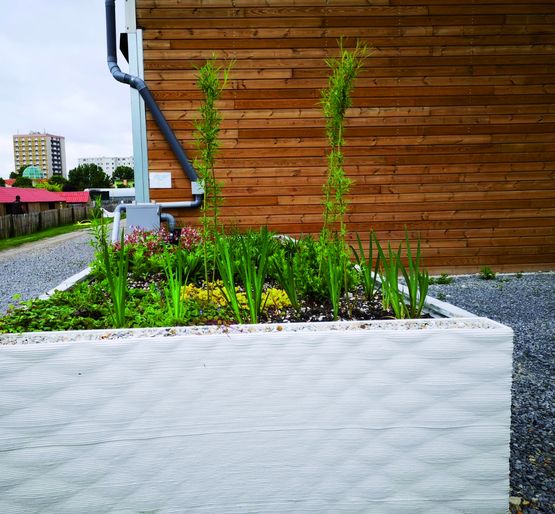  Ilôt de fraicheur urbain végétalisé pour évapotranspiration des eaux pluviales | Jardin de pluie Urbain - Jardinières