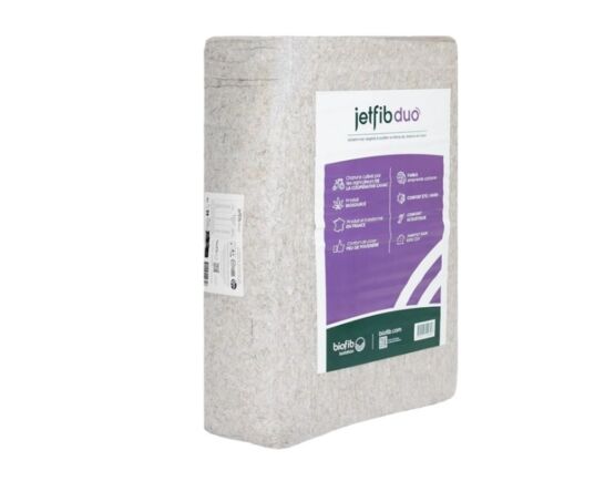 Isolant thermique en fibres de chanvre et textile recyclé à insuffler | Jetfib Duo - produit présenté par BIOFIB ISOLATION (CAVAC BIOMATÉRIAUX)