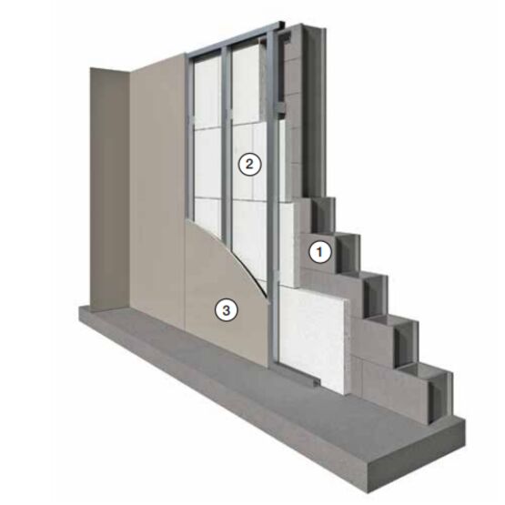  Isolation de murs en maçonnerie / béton | HUNTSMAN BUILDING SOLUTIONS  - Isolants polyuréthane support d'étanchéité