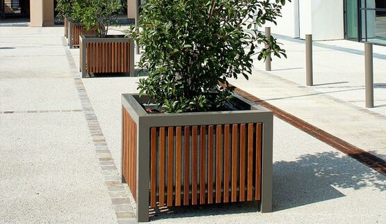  Jardinière en bois et acier, carrée ou ronde | Cinéo - Jardinières