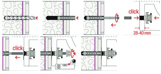  Kit de fixation de lavabo suspendu | WST Klik - Bâti support mural