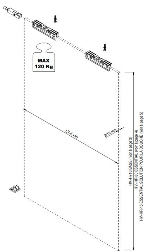  Kit de quincaillerie pour porte entièrement en verre pour Scrigno Base - Quincaillerie, accessoires de fixation, boulonnerie, visserie, clouterie