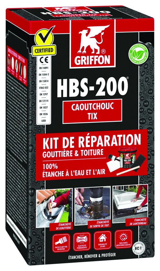 Kit de réparation rapide pour gouttières et toitures par enduit caoutchouc | HBS-200 - produit présenté par GRIFFON FRANCE