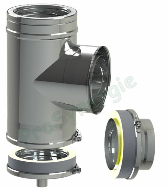  Kit Façade conduit cheminée extérieur Duoten (Isolé 25 mm), Ø 80 à 250 mm, Noir ou Inox - Conduits métalliques simple et double paroi