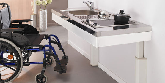  Kitchenettes à hauteur variable électrique ou manuelle | Kitchenette Flexikit - CREE
