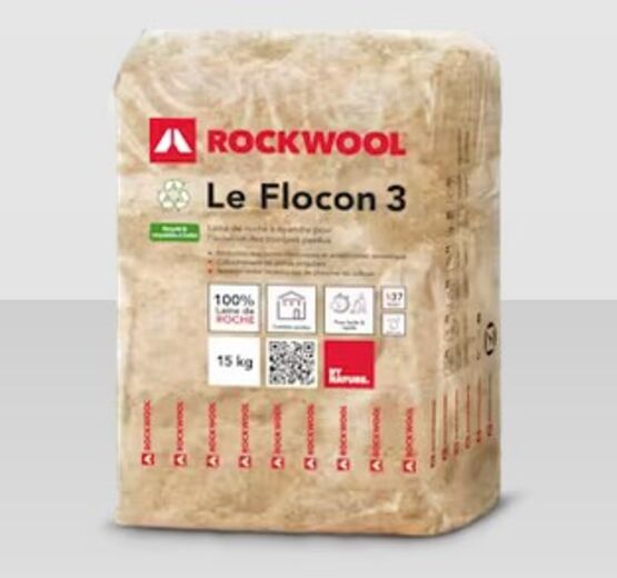  Laine de roche à épandage manuel pour combles perdus | Le Flocon 3 - Isolant minéral ou à base de polymères en vrac ou floqué