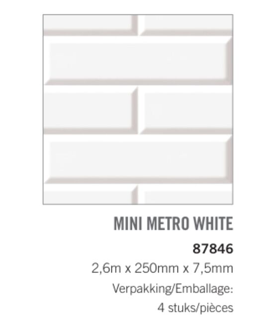  Lambris décoratif PVC à effet métro rétro | Mini Metro White Art-Panel   - PLASTIVAN