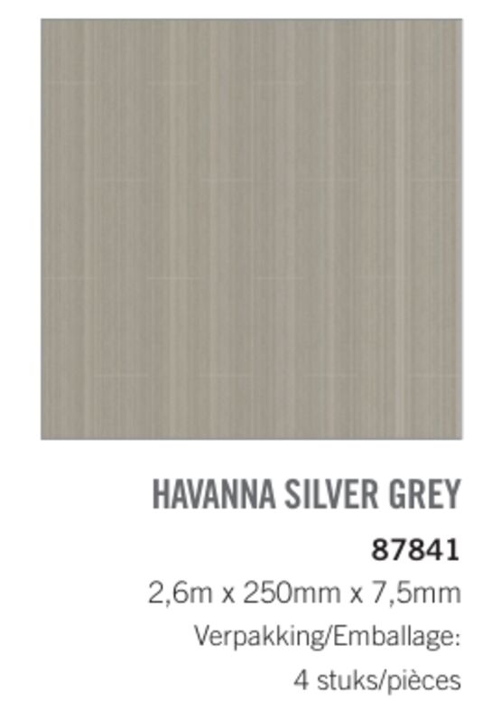  Lambris décoratif PVC à résistance humidité élevée | Havanna Silver Grey Art-Panel  - PLASTIVAN