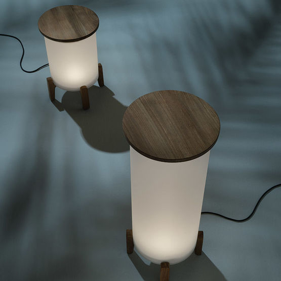  Lampe LED d&#039;éclairage extérieur en teck et plexiglass | Shake - ETHIMO