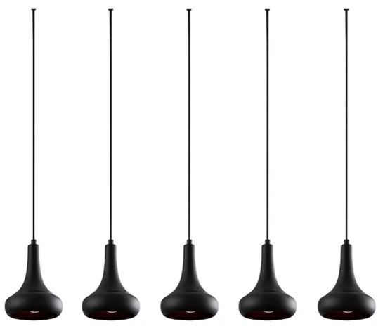  Lampe suspendue noire 5 x E 27 sans ampoule | Berceste - Suspensions lumineuses