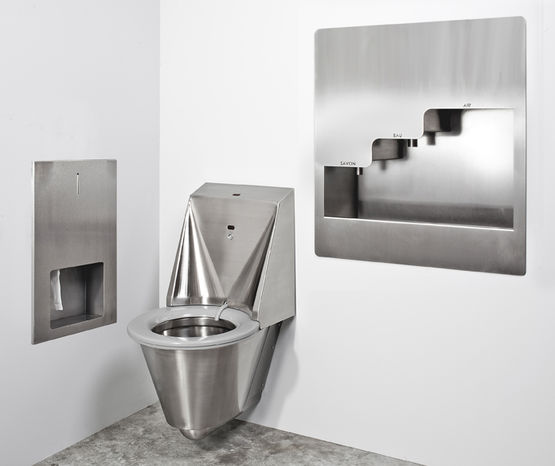Lavabo antivandalisme mural encastré inox 3 en 1 | Combiné encastré inox LM-239 - produit présenté par SUPRATECH