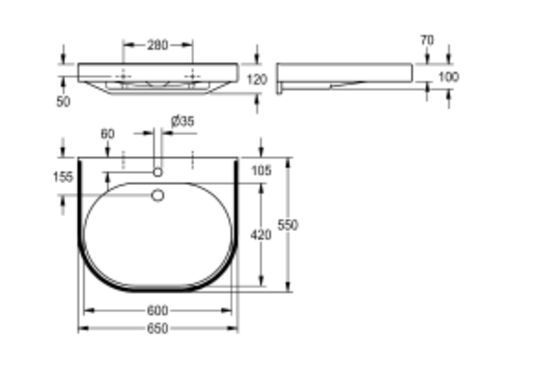  Lavabo individuel VARIUScare | ANMW500 - KWC 