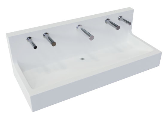  Lavabo mural en composite blanc avec dosseret de 1 à 4 places | LA-600 - SUPRATECH
