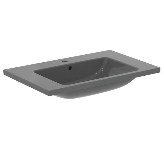  Lavabo-plan i.life B 60cm en céramique gris brillant percé 1 trou - IDEAL STANDARD