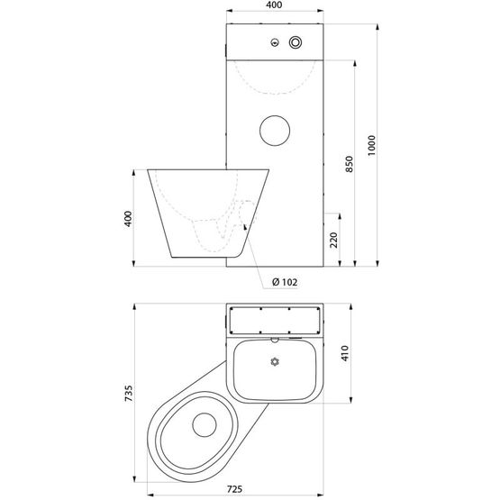 KOMPACT Réf. 160400 : Lavabo WC suspendu en inox à poser au sol