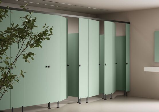  Les stratifiés Compact de Polyrey pour les applications CABINES &amp; CASIERS : le choix de la qualité française - Panneau stratifié ou mélaminé