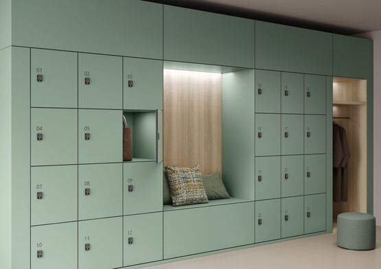 Les stratifiés Compact de Polyrey pour les applications CABINES &amp; CASIERS : le choix de la qualité française - produit présenté par POLYREY