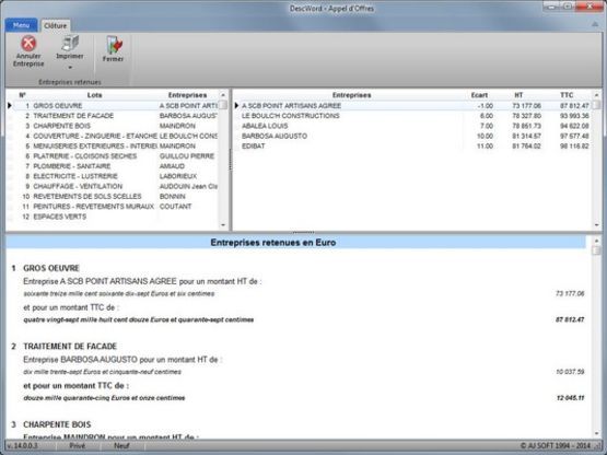 Logiciel d'appel d'offres pour marchés publics et privés | Appel d'offres DescWord - Logiciel de gestion globale
