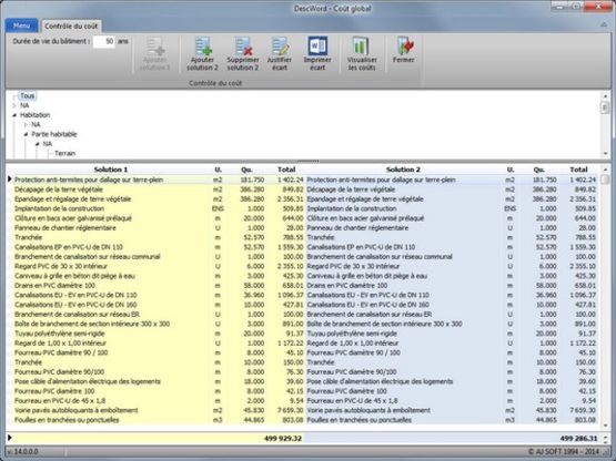  Logiciel de calcul du coût global des bâtiments suivant RT 2012 | Coût Global DescWord - Logiciel de pièces écrites, métré et chiffrage