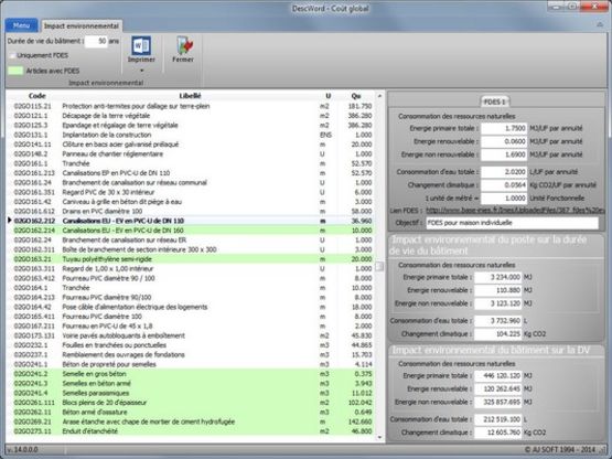 Logiciel de calcul du coût global des bâtiments suivant RT 2012 | Coût Global DescWord - produit présenté par AJ SOFT