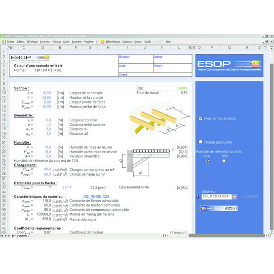 Logiciel de calcul et vérification des charpentes bois | Esop Bois version 3.6